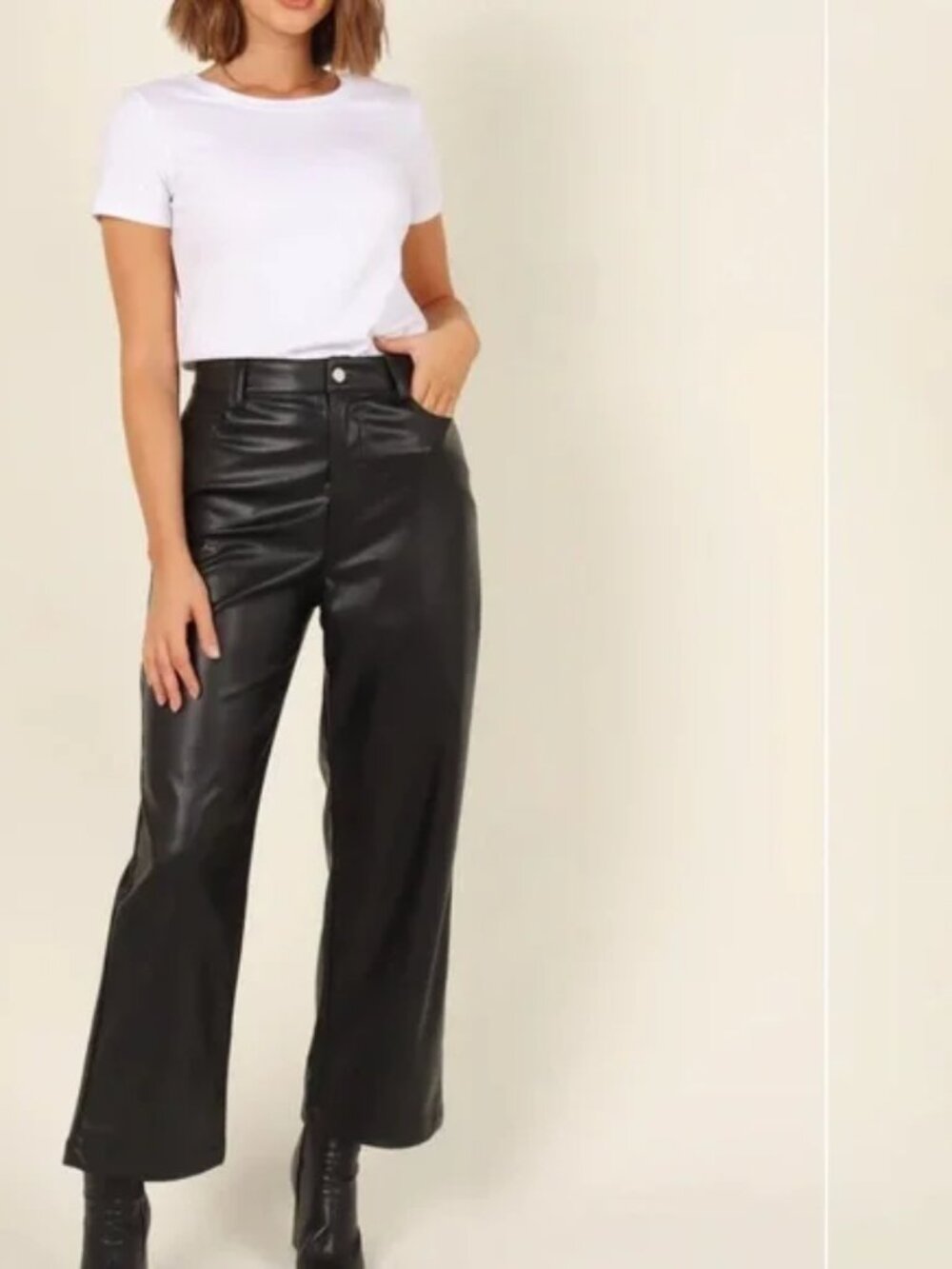 MVN The Label Eliza Veegan Leather Wide Leg Pants